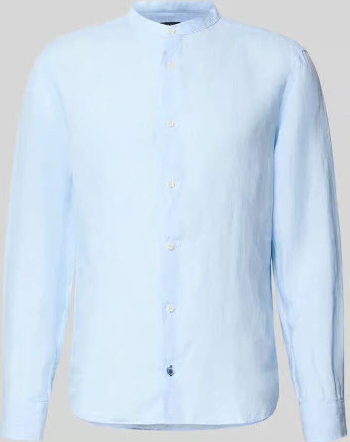 OLYMP Level 5 Slim fit linnen overhemd van puur linnen met opstaande kraag - Foto 2