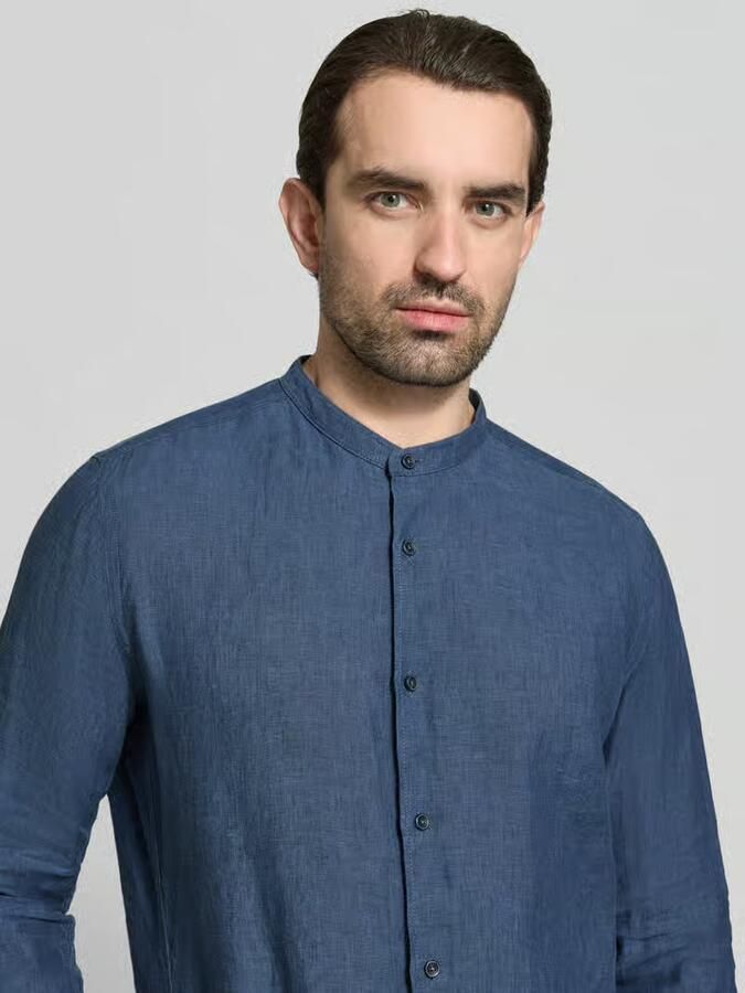 OLYMP Level Five Slim fit linnen overhemd van puur linnen met opstaande kraag