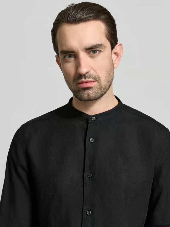 OLYMP Level Five Slim fit linnen overhemd van puur linnen met opstaande kraag