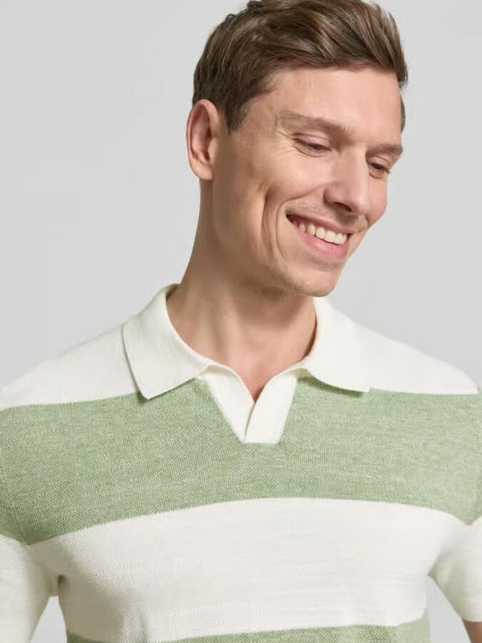 OLYMP Level Five Slim fit poloshirt van katoenmix in gebreide look