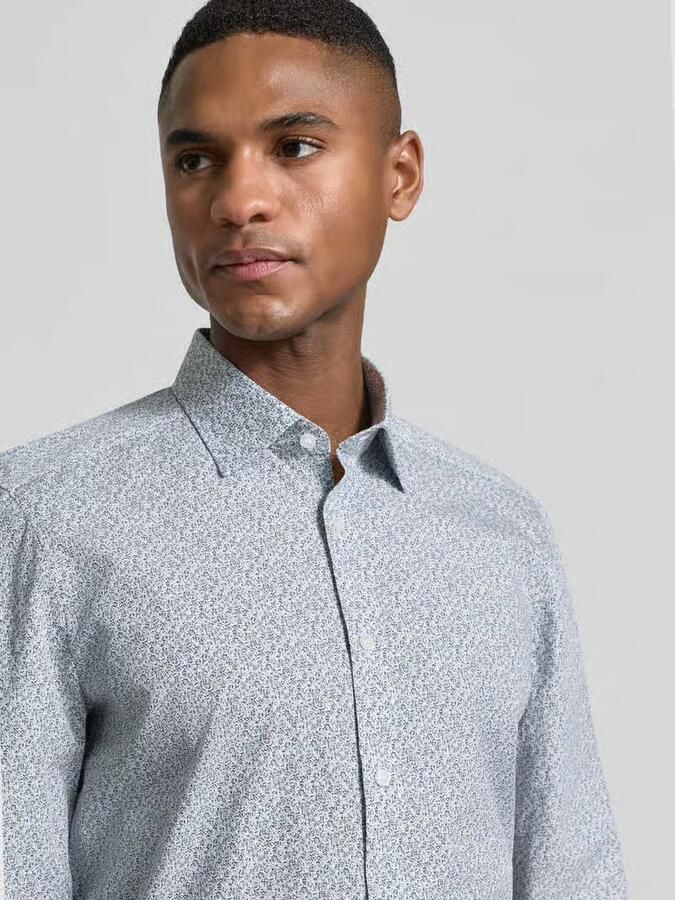 OLYMP Level Five Slim fit zakelijk overhemd in all-over look met kentkraag