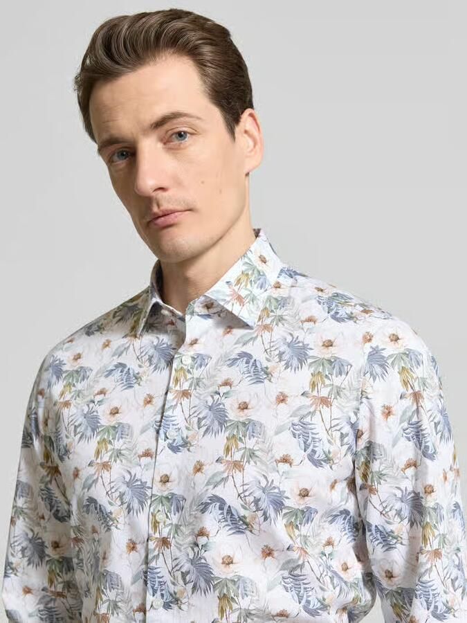 OLYMP Level 5 Slim fit zakelijk overhemd van Katoenmix met extra lange Mouw