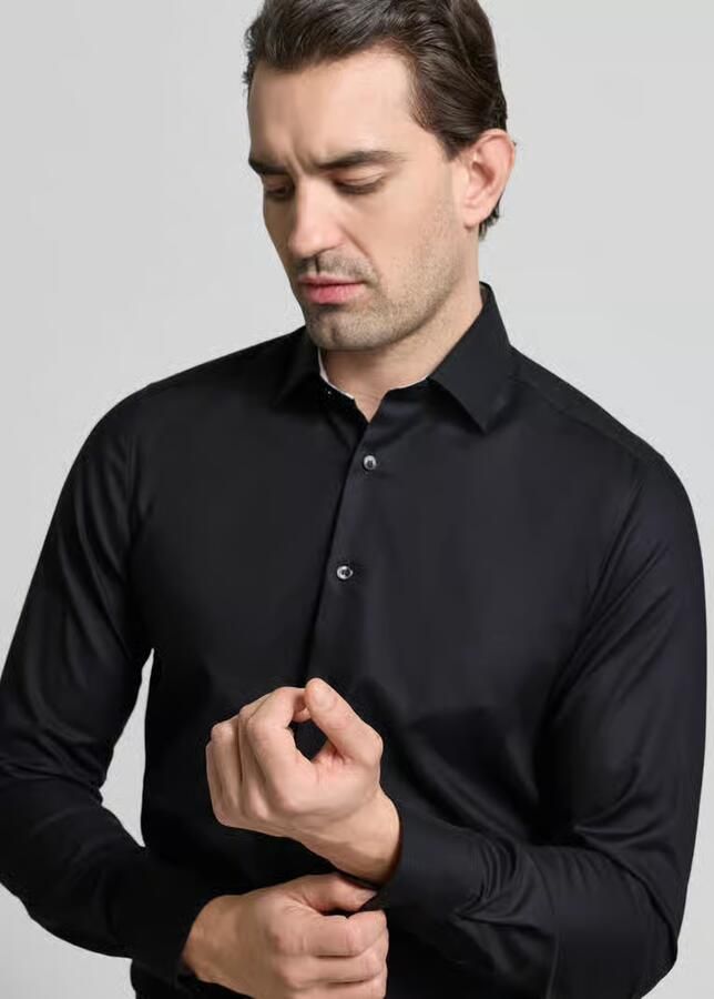 OLYMP Level Five Slim fit zakelijk overhemd van katoenmix met kentkraag