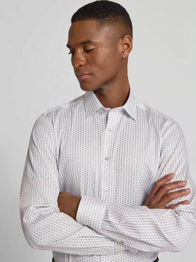 OLYMP Level Five Slim fit zakelijk overhemd van katoenmix met kentkraag