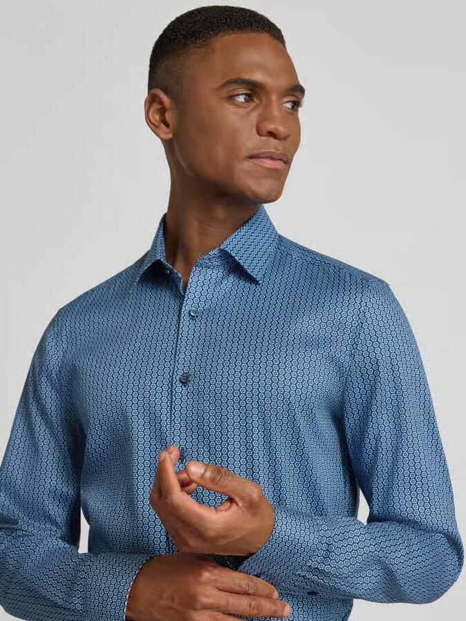 OLYMP Level Five Slim fit zakelijk overhemd van katoenmix met kentkraag