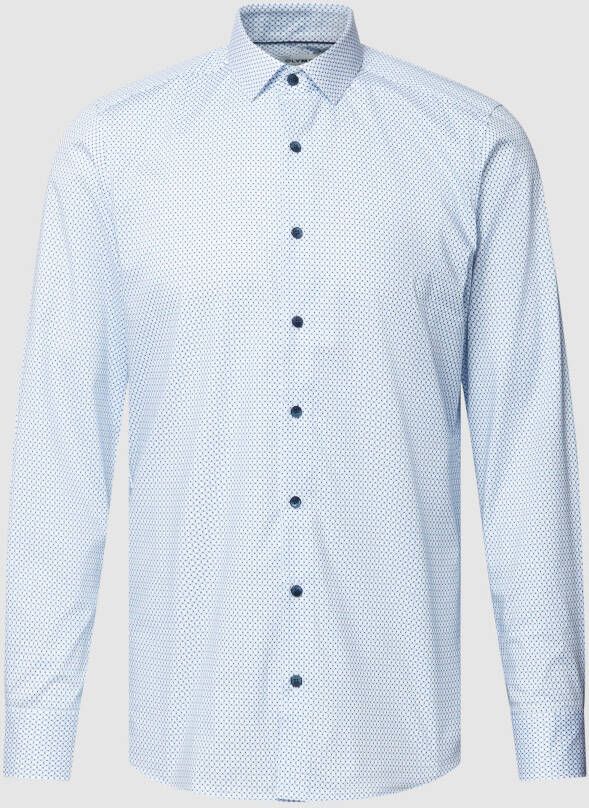 OLYMP Level Five Slim fit zakelijk overhemd met all-over motief model 'Modern Kent'