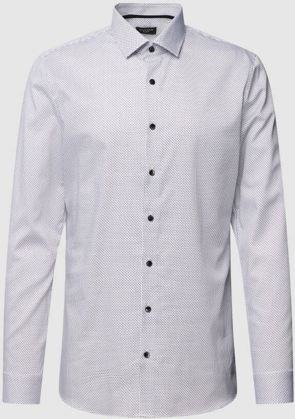 OLYMP No. Six Super slim fit zakelijk overhemd met structuurmotief