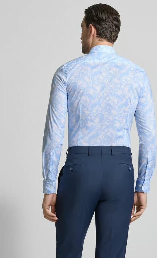 OLYMP No. Six Super slim fit zakelijk hemd in all-over look met kentkraag - Foto 2