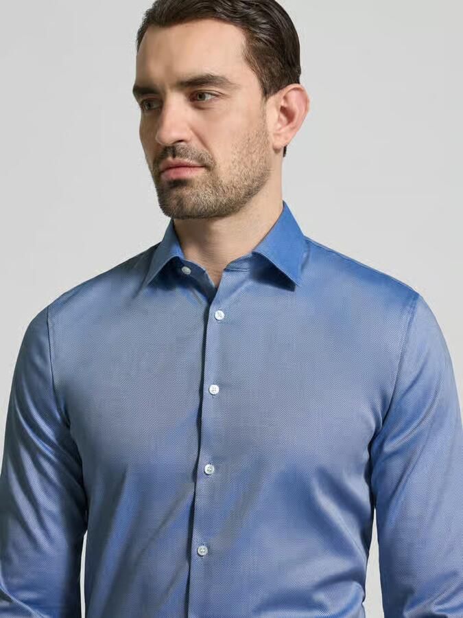 OLYMP No. Six Super slim fit zakelijk hemd met kentkraag en structuurpatroon
