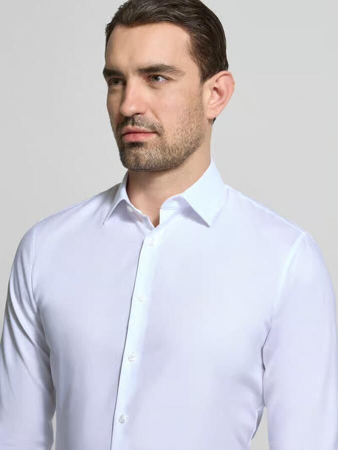 OLYMP No. Six Super slim fit zakelijk hemd met kentkraag en structuurpatroon