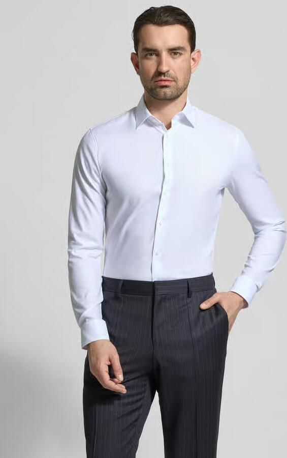 OLYMP No. Six Super slim fit zakelijk hemd met kentkraag en structuurpatroon - Foto 2