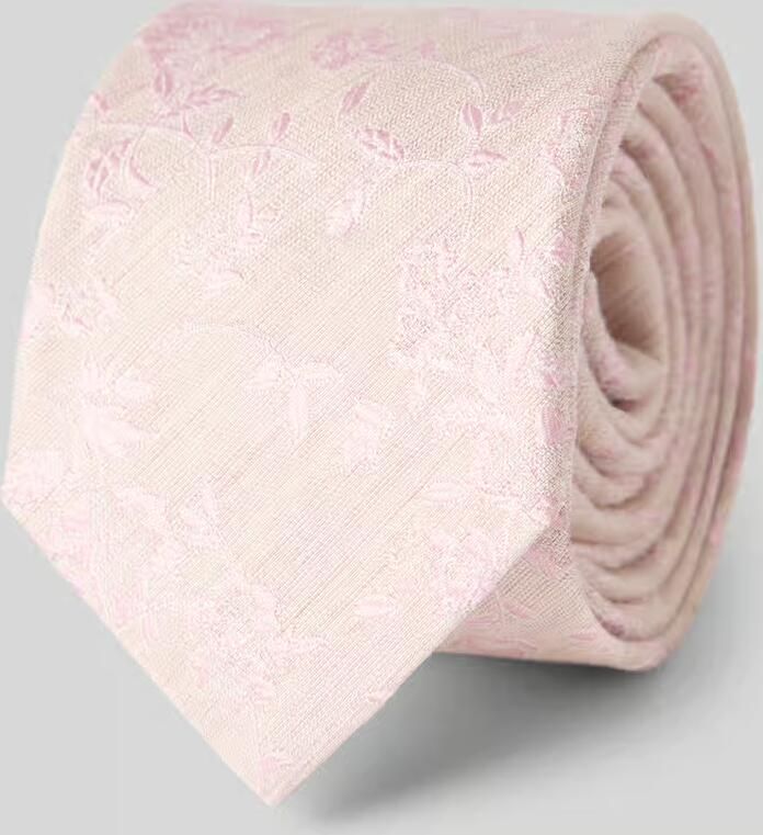 Olymp Stropdas van zijdemix met gebloemde all-over stitching