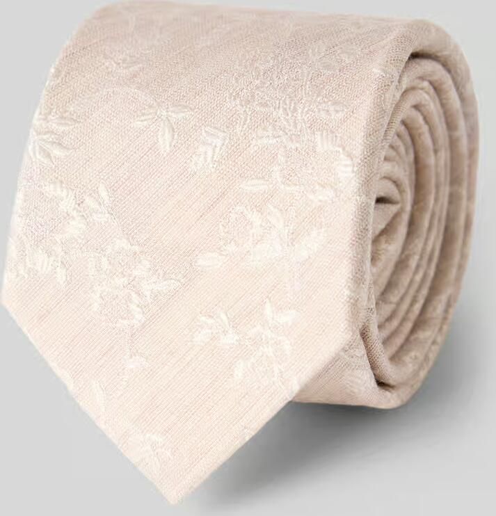 Olymp Stropdas van zijdemix met gebloemde all-over stitching