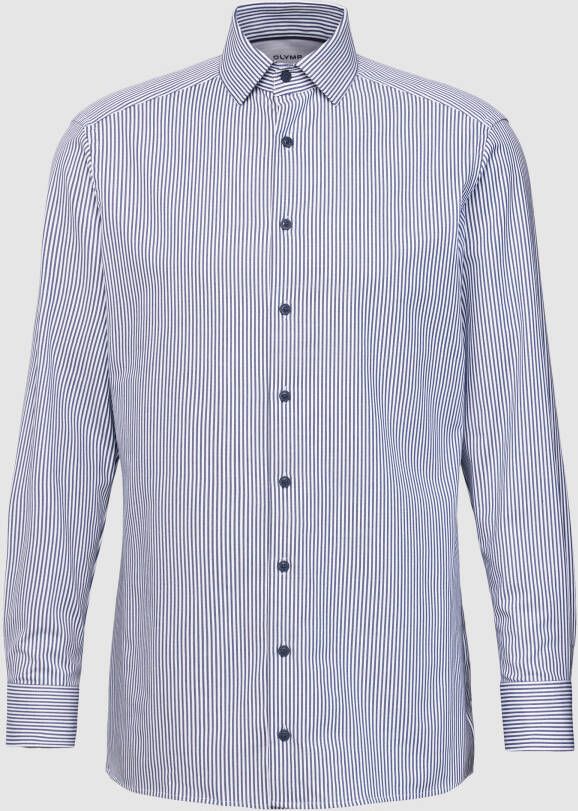 Olymp business overhemd normale fit donkerblauw gestreept katoen
