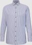 Olymp business overhemd normale fit donkerblauw gestreept katoen - Thumbnail 1