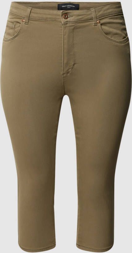 ONLY CARMAKOMA high waist skinny capri jeans CARAUGUSTA donkergroen
