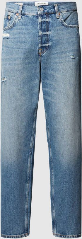 Only & Sons Loose fit jeans in used-look model 'FIVE LOOSE MID'