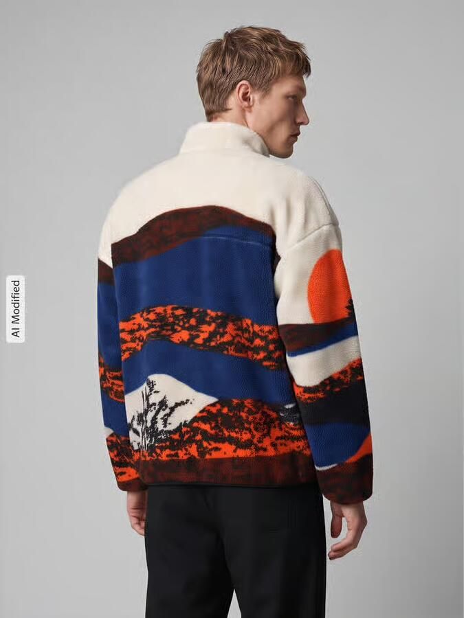 Only & Sons Fleecejack met landschaps-motiefprint - Foto 5