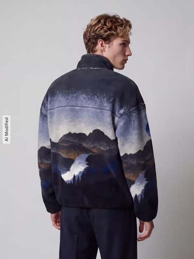 Only & Sons Fleecejack met landschaps-motiefprint - Foto 4