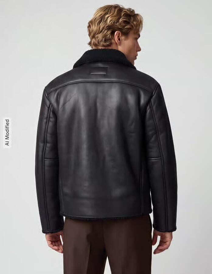 Only & Sons Kunstleren jack met shearling kraag - Foto 2