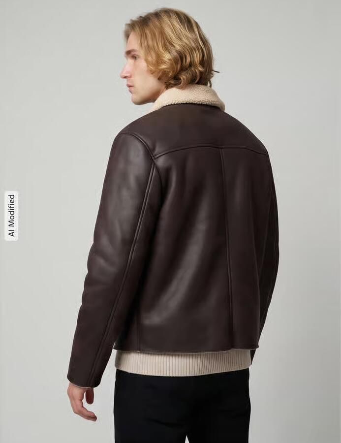 Only & Sons Kunstleren jack met shearling kraag - Foto 2