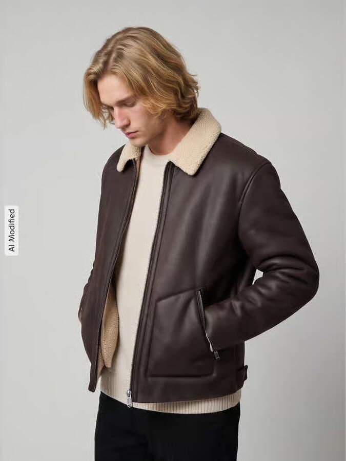 Only & Sons Kunstleren jack met shearling kraag - Foto 3