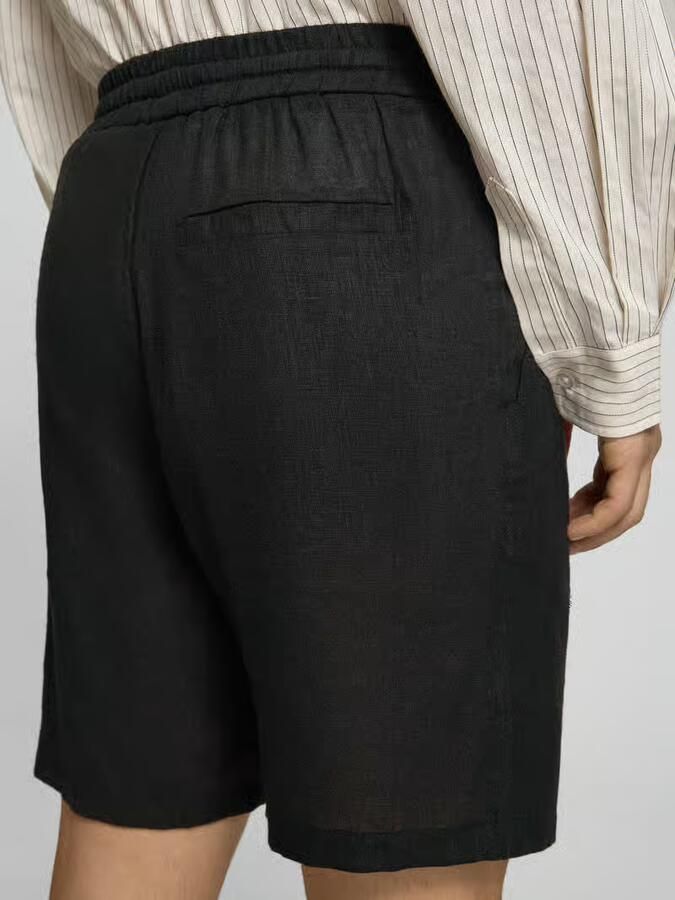 Only & Sons regular fit korte broek van mix van linnen en viscose model 'LAURENCE'