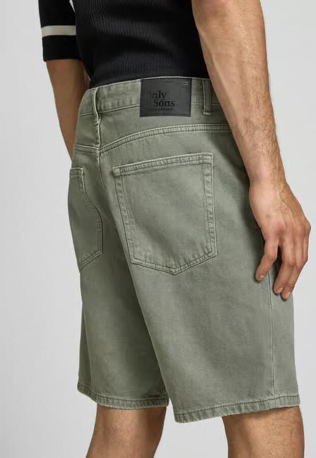 ONLY & SONS Onsedge Green 7979 Tai Dnm Shorts Noos denim straight regular waist short groen - Foto 4