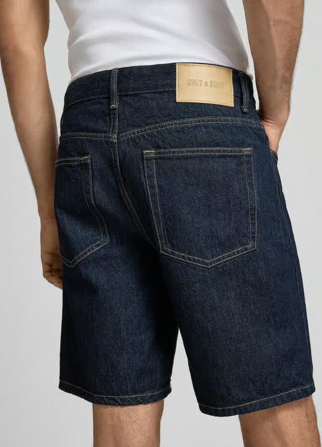 ONLY & SONS ONSEDGE straight regular waist short dark blue denim - Foto 4