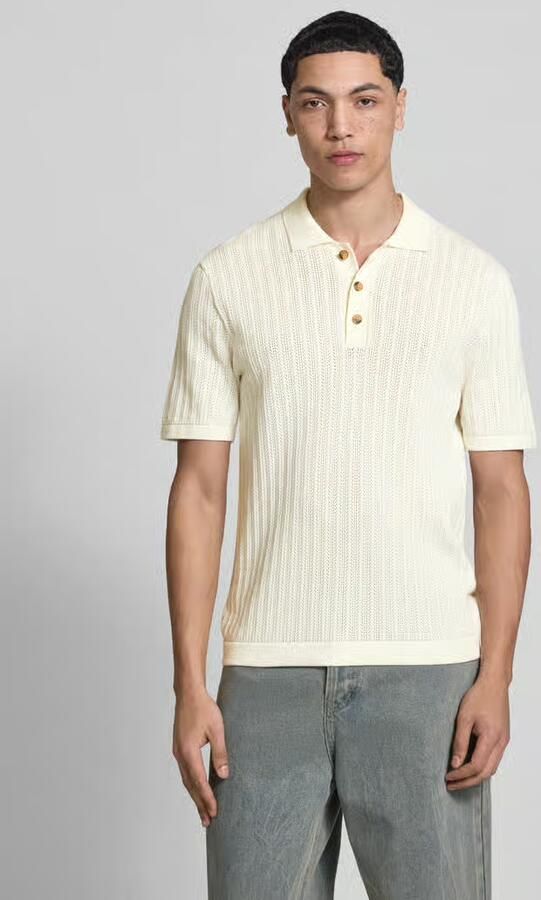 Only & Sons Regular fit poloshirt met broderie anglaise model 'MOON' - Foto 7