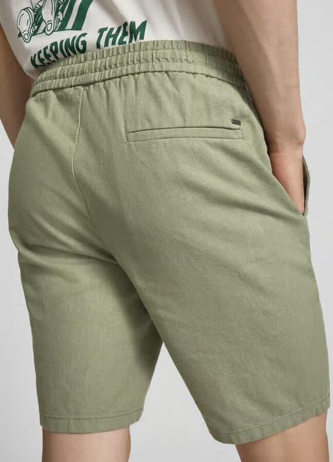 Only & Sons regular fit short van mix van katoen en linnen model 'LINUS' - Foto 3