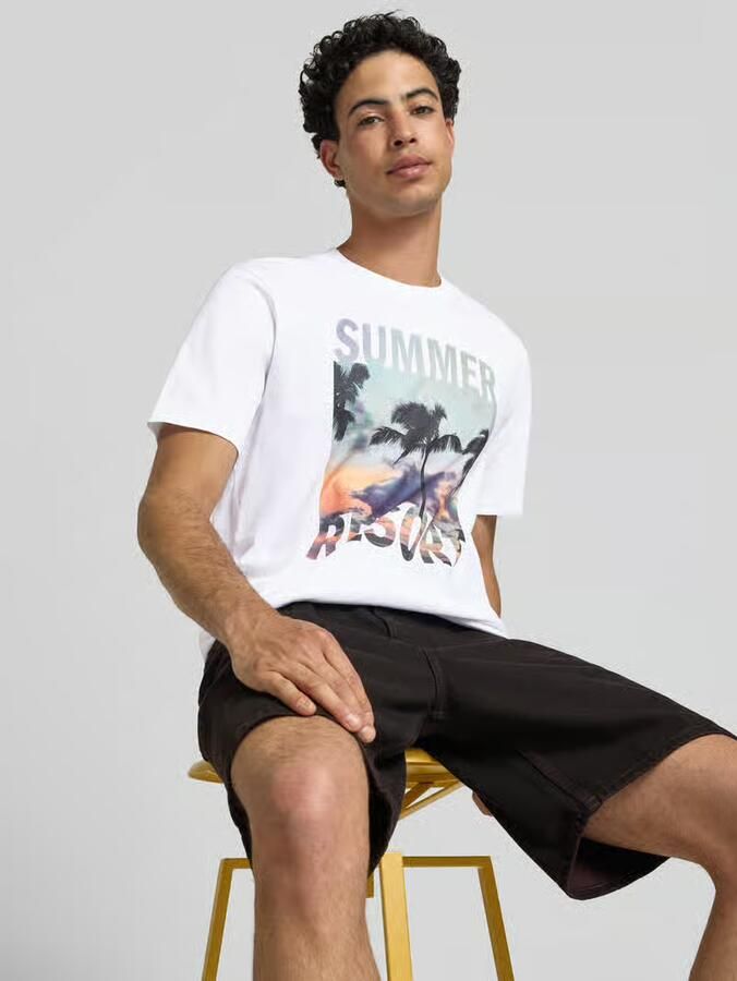 Only & Sons regular fit T-shirt van puur katoen model 'MAGDY LIFE'