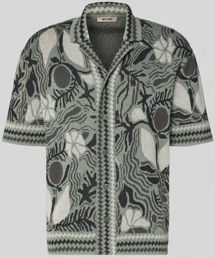 ONLY & SONS regular fit overhemd ONSDUKE met all over print iceberg green - Foto 3