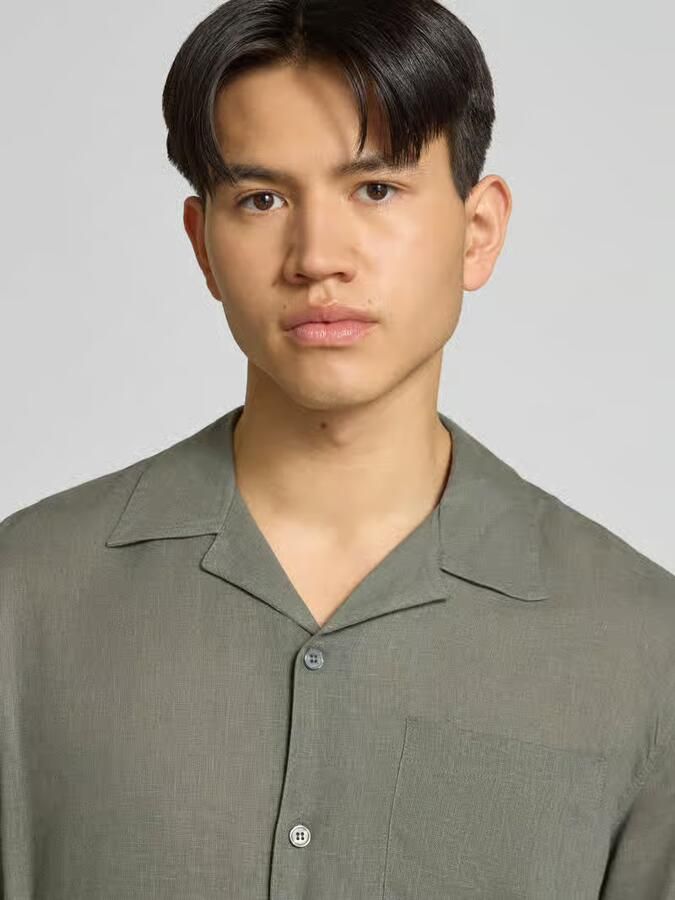 Only & Sons relaxed fit vrijetijdsoverhemd van mix van linnen en viscose model 'LAURENCE'