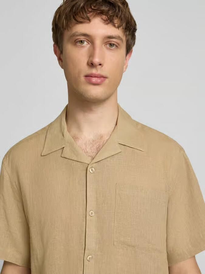 Only & Sons relaxed fit vrijetijdsoverhemd van mix van linnen en viscose model 'LAURENCE'
