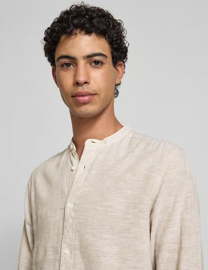 ONLY & SONS Overhemd met lange mouwen ONSCAIDEN LS SOLID LINEN MAO SHIRT NOOS - Foto 4