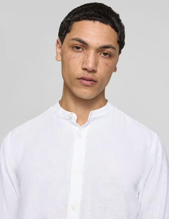 Only & Sons slim fit vrijetijdsoverhemd van mix van katoen en linnen model 'CAIDEN' - Foto 4