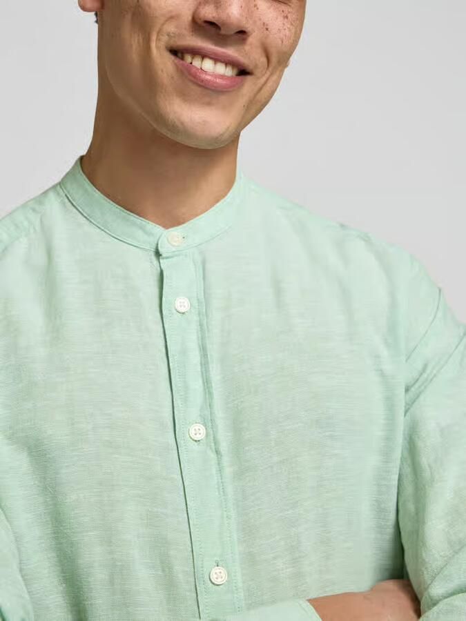 Only & Sons slim fit vrijetijdsoverhemd van mix van katoen en linnen model 'CAIDEN'