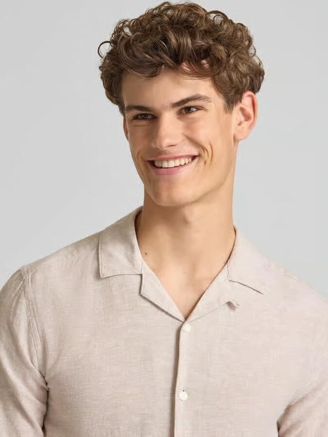 Only & Sons slim fit vrijetijdsoverhemd van mix van katoen en linnen model 'CAIDEN' - Foto 12