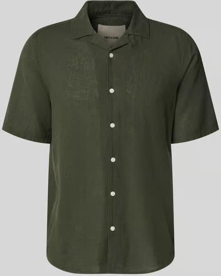Only & Sons slim fit vrijetijdsoverhemd van mix van katoen en linnen model 'CAIDEN'