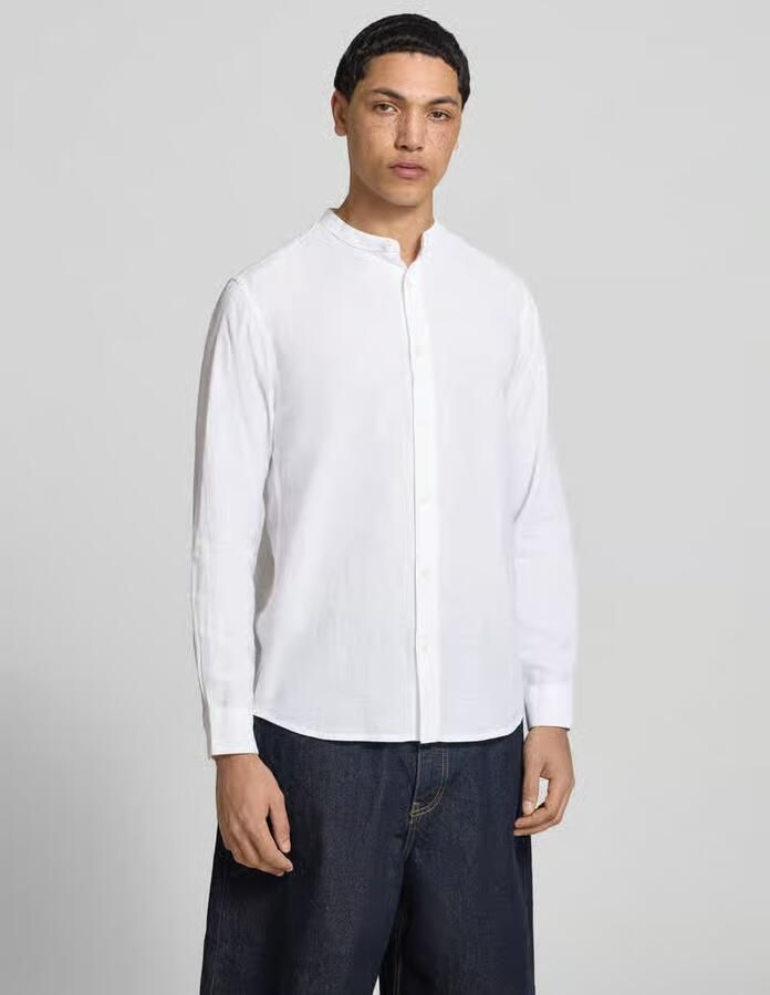 Only & Sons slim fit vrijetijdsoverhemd van mix van katoen en linnen model 'CAIDEN' - Foto 9