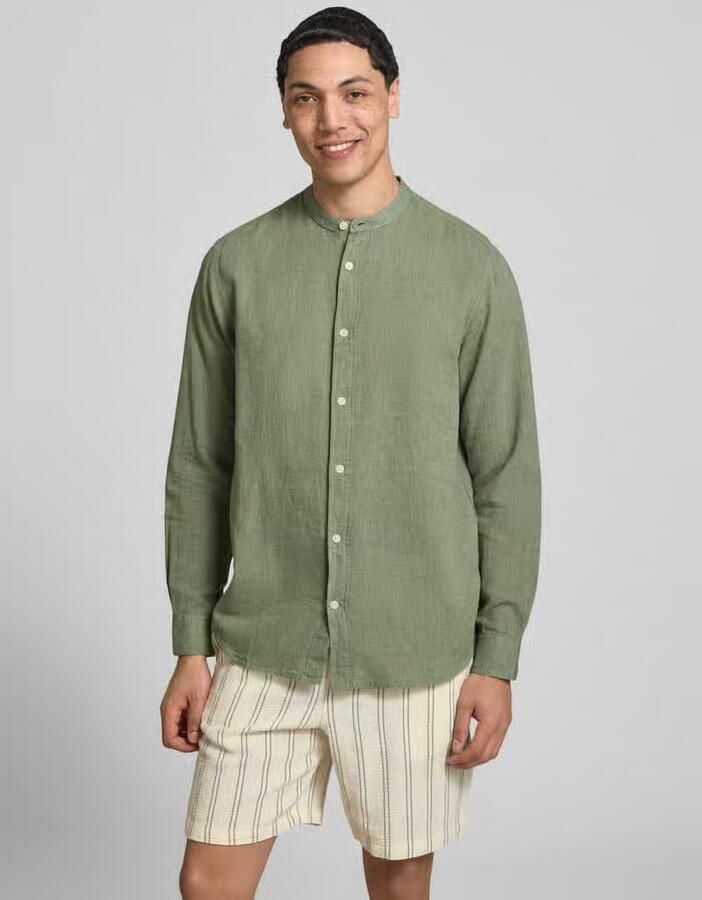 Only & Sons slim fit vrijetijdsoverhemd van mix van katoen en linnen model 'CAIDEN' - Foto 7