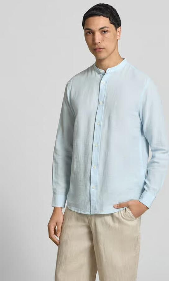 Only & Sons slim fit vrijetijdsoverhemd van mix van katoen en linnen model 'CAIDEN' - Foto 7