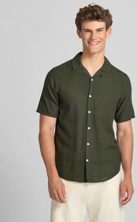 Only & Sons slim fit vrijetijdsoverhemd van mix van katoen en linnen model 'CAIDEN' - Foto 5