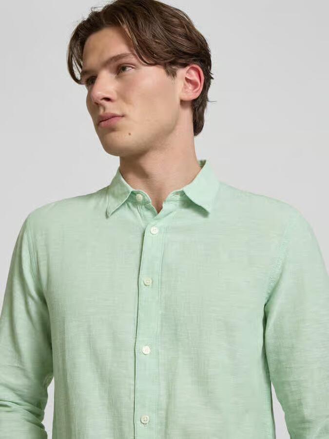 Only & Sons slim fit vrijetijdsoverhemd van mix van katoen en linnen model 'CAIDENLS SOLID'