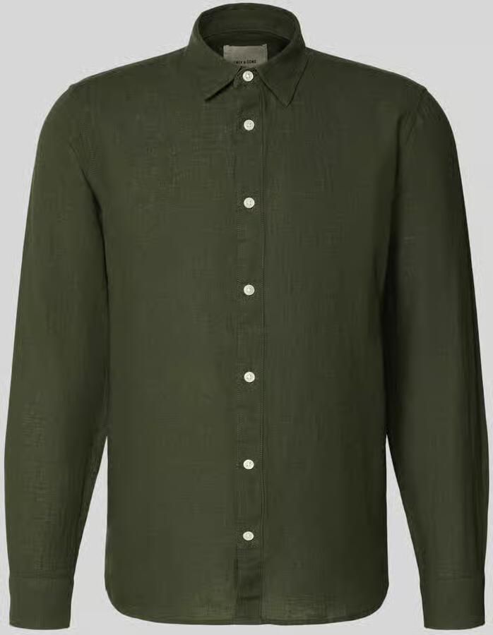Only & Sons slim fit vrijetijdsoverhemd van mix van katoen en linnen model 'CAIDENLS SOLID' - Foto 5