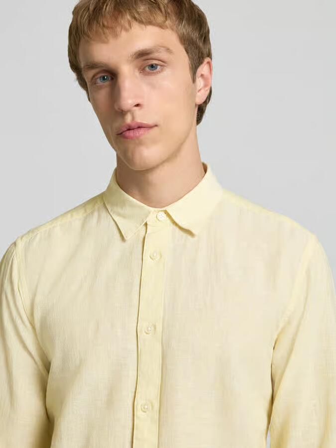 Only & Sons slim fit vrijetijdsoverhemd van mix van katoen en linnen model 'CAIDENLS SOLID'