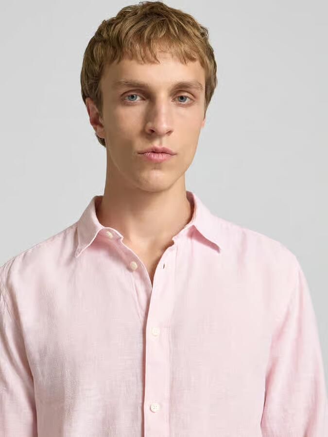 Only & Sons slim fit vrijetijdsoverhemd van mix van katoen en linnen model 'CAIDENLS SOLID'