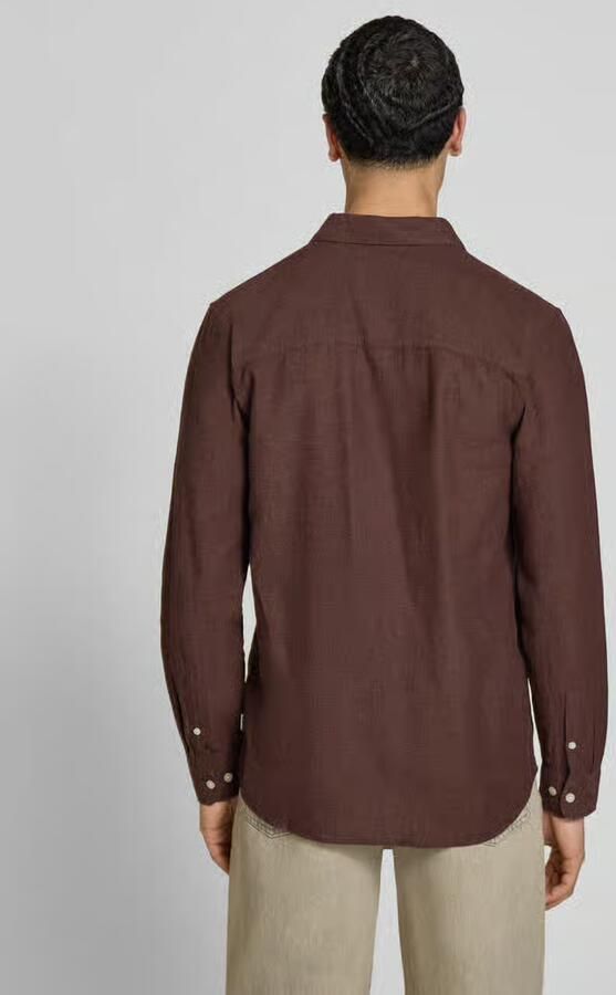 Only & Sons slim fit vrijetijdsoverhemd van mix van katoen en linnen model 'CAIDENLS SOLID' - Foto 5