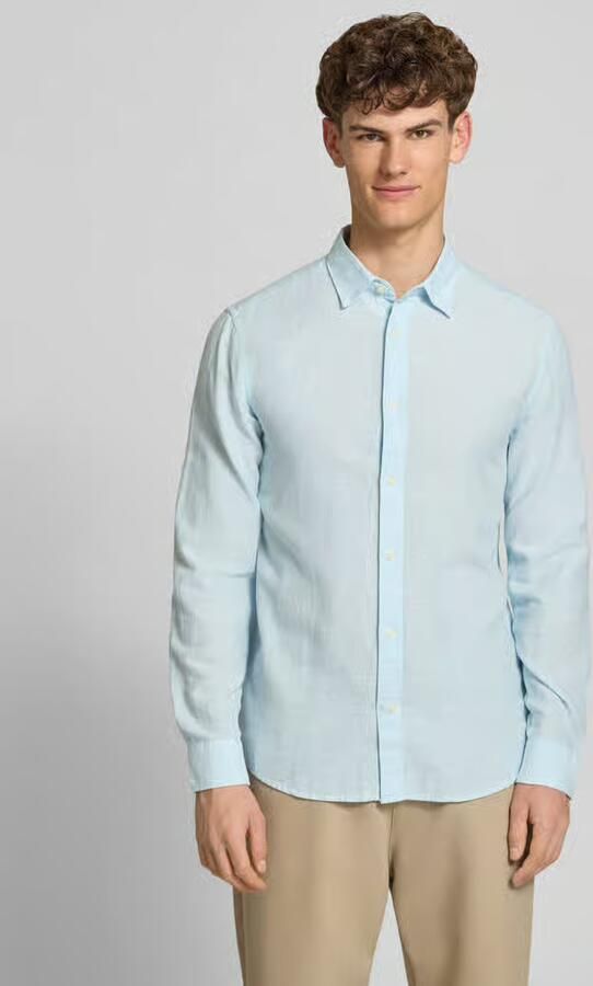 Only & Sons slim fit vrijetijdsoverhemd van mix van katoen en linnen model 'CAIDENLS SOLID' - Foto 17